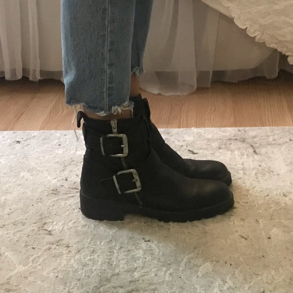 Zara black leather boots